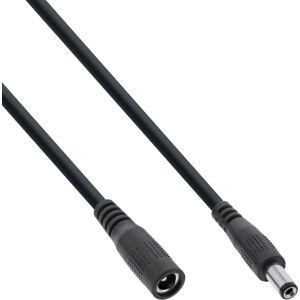 InLine DC Verlängerungskabel, DC Stecker/Buchse 5,5x2,1mm, AWG 18, schwarz, 2m