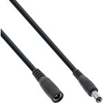 InLine DC Verlängerungskabel, DC Stecker/Buchse 5,5x2,1mm, AWG 18, schwarz, 2m