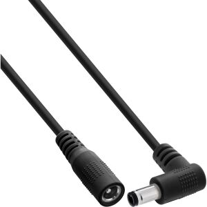 InLine DC Verlängerungskabel, Winkelstecker, 5,5 x 2,5 mm, schwarz, 3 m