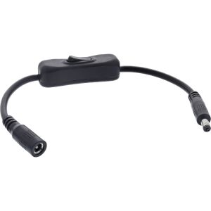 InLine DC Kabel mit Schalter, 5,5 x 2,1 mm, AWG 18, schwarz, 0,20 m
