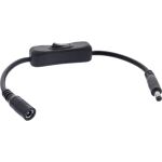 InLine DC Kabel mit Schalter, 5,5 x 2,1 mm, AWG 18, schwarz, 0,20 m