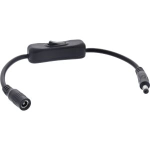 InLine DC Kabel mit Schalter, 5,5 x 2,5 mm, AWG 18, schwarz, 0,20 m