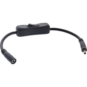 InLine DC Kabel mit Schalter, 3,5 x 1,35 mm, AWG 18, schwarz, 0,20 m