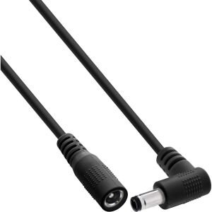 InLine DC Verlängerungskabel, Winkelstecker, 5,5 x 2,1 mm, schwarz, 0,2 m