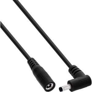 InLine DC Verlängerungskabel, Winkelstecker, 4,0 x 1,7 mm, schwarz, 0,2 m