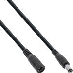 InLine DC Verlängerungskabel, DC Stecker/Buchse 5,5x2,1mm, AWG 18, schwarz 0,5m