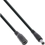 InLine DC Verlängerungskabel, DC Stecker/Buchse 5,5x2,5mm, AWG 18, schwarz 0,5m