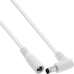 InLine DC Verlängerungskabel, Winkelstecker, 5,5 x 2,5 mm, weiß, 0,5 m