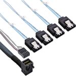 InLine Mini SAS HD Kabel, SFF-8643 gewinkelt zu 4x SATA + Sideband, 1m