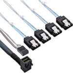InLine Mini SAS HD Kabel, SFF-8643 gewinkelt zu 4x SATA + Sideband, 1m