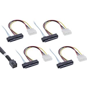 InLine Mini SAS HD Kabel, SFF-8643 zu 4x SFF-8482 (29pol) + Strom, 0,5m