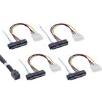 InLine Mini SAS HD Kabel, SFF-8643 zu 4x SFF-8482 (29pol) + Strom, 1m