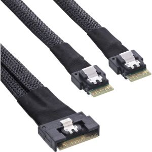InLine Slim SAS Kabel, SFF-8654 8i zu 2x SFF-8654 4i, 0,5m