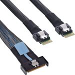 InLine MCIO Kabel, MCIO x8 Stecker zu 2x 4i SFF-8654 Stecker, 0,75m