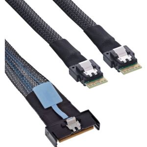 InLine MCIO Kabel, MCIO x8 Stecker zu 2x 4i SFF-8654 Stecker, 1m