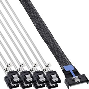 InLine MCIO x8 Breakout-Kabel auf 8x SATA, 0,5 m