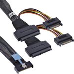 InLine MCIO Kabel, MCIO x8 zu 2x SFF-8639 U.2, PCIe 5.0, 0,75m
