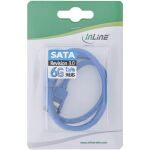 InLine SATA 6Gb/s Anschlusskabel rund, abgewinkelt, blau, mit Lasche, 0,15m