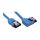 InLine SATA 6Gb/s Anschlusskabel rund, abgew. links, blau, mit Lasche, 0,5m