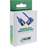 InLine SATA 6Gb/s Anschlusskabel rund, abgew. rechts, blau, mit Lasche, 0,5m