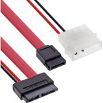 InLine Slimline SATA Kabel, Slimline SATA ST 13pol (7+6) zu SATA+Strom, 0,4m