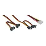 InLine SATA Strom Y-Kabel, 4pol auf 4x 15pol SATA gewinkelt, 0,40m + 0,55m