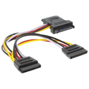 InLine SATA Stromadapterkabel, SATA Stecker / Buchse, an 2x SATA Stecker, 0,15m