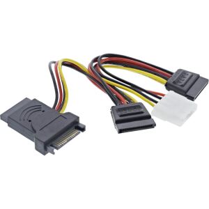 InLine SATA Stromadapterkabel, SATA ST / BU, an 2x SATA Stecker + 5,25 Stecker