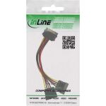 InLine SATA Strom-Y-Kabel, SATA Buchse an 2x SATA ST mit Lasche, 0,15m