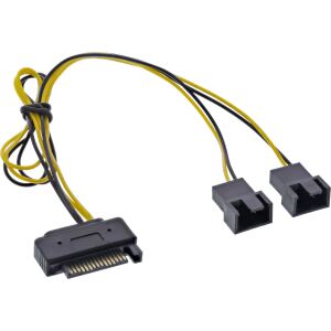 InLine SATA Strom-Y-Kabel, SATA Buchse an 2x Lüfter (2pol) Stecker, 0,30m