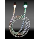 LC-Power LC-C-USB-MICRO-1M-8 USB A zu Micro-USB Kabel, schwarz/silber LED 1m