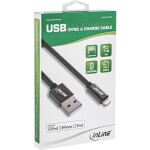 InLine Lightning USB Kabel, für iPad/iPhone schwarz/Alu, 2m MFi-zertifiziert