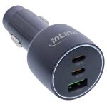 InLine USB KFZ Stromadapter Power Delivery, 2x USB-C + QC 3.0 USB-A, schwarz