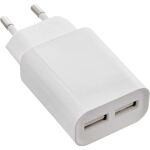 InLine USB Ladegerät DUO, Netzteil 2-fach, 100-240V zu 5V/2.1A, weiß