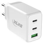 InLine USB PD Netzteil, GaN Ladegerät, 3-Port, Dual USB-C+USB-A, 65W, weiß