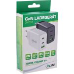 InLine USB PD Netzteil, GaN Ladegerät, 3-Port, Dual USB-C+USB-A, 65W, weiß