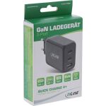 InLine USB PD Netzteil, GaN Ladegerät, 3-Port, Dual USB-C+USB-A, 65W, schwarz