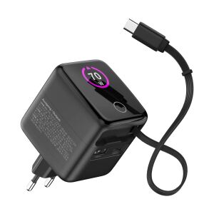 InLine USB Netzteil, 70W, GaN, USB-C PD + USB-A QC, Kabel 60cm, schwarz
