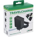 InLine TravelCharge USB-C Netzteil 140W, GaN, festes Kabel, EU/UK/US, schwarz