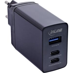 InLine 3-Port TravelCharge, 65W USB-Netzteil, 2x USB-C, 1x USB-A, EU/UK/US