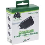 InLine 3-Port TravelCharge, 65W USB-Netzteil, 2x USB-C, 1x USB-A, EU/UK/US