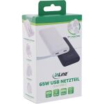 InLine USB Reise-Netzteil Ladegerät, Dual USB-C, PD, PPS, 65W, flach, schwarz