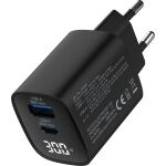 InLine USB PD Netzteil, GaN Ladegerät, QC, USB-C + USB-A, 30W, mit Display