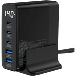 InLine USB PD Netzteil, GaN Ladegerät, 5-Port, USB-C + USB-A, 140W, mit Display
