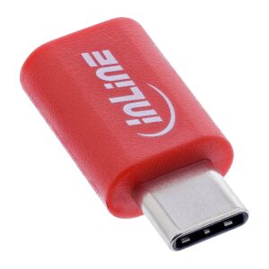 InLine USB-Datenblocker, Adapter USB-C Stecker an USB-C Buchse, bis 240 W PD