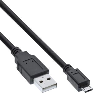 InLine Micro-USB 2.0 Kabel, USB-A Stecker an Micro-B Stecker, schwarz, 1,5m