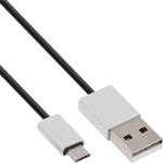 InLine Micro-USB 2.0 Kabel, USB-A ST an Micro-B ST, schwarz/Alu, flexibel, 5m
