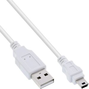 InLine USB 2.0 Mini-Kabel, USB A Stecker an Mini-B Stecker (5pol), weiß, 1m