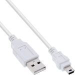 InLine USB 2.0 Mini-Kabel, USB A Stecker an Mini-B Stecker (5pol), weiß, 1m
