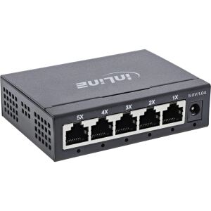 InLine 5-Port Gigabit Switch, 1 Gb/s, Desktop, Metallgehäuse, lüfterlos